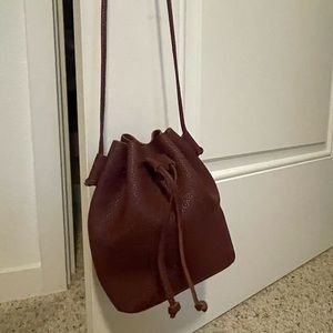 Red Maroon small bucket crossbody bag